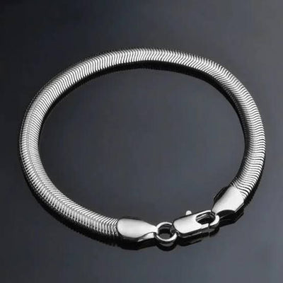 Silver & Black Snake chain Hand Braclet